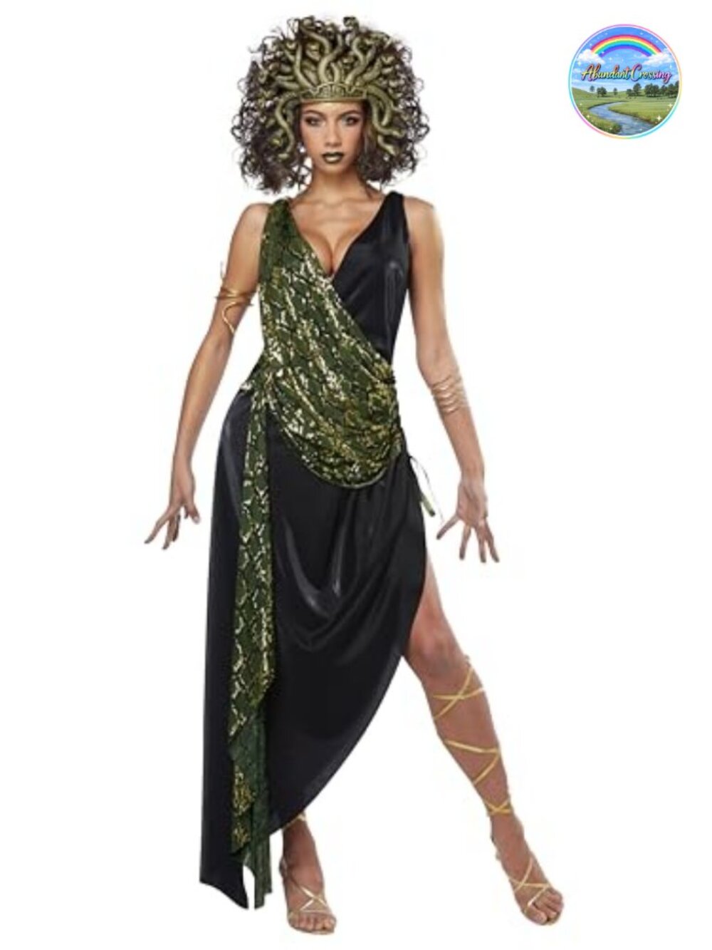 Womens Medusa Costume Dress Adjustable Skirt Snake Headpiece Halloween